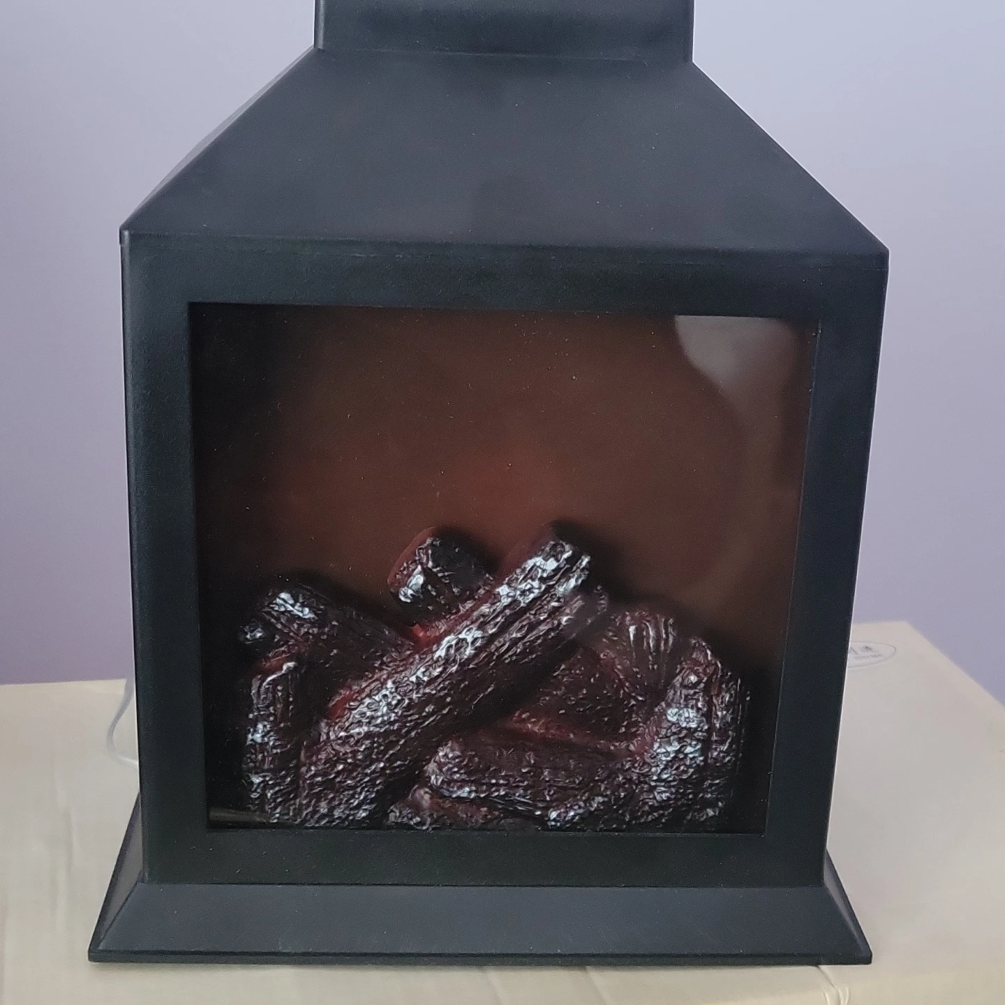 Black Electric Fireplace Lantern with Logs - photo 5