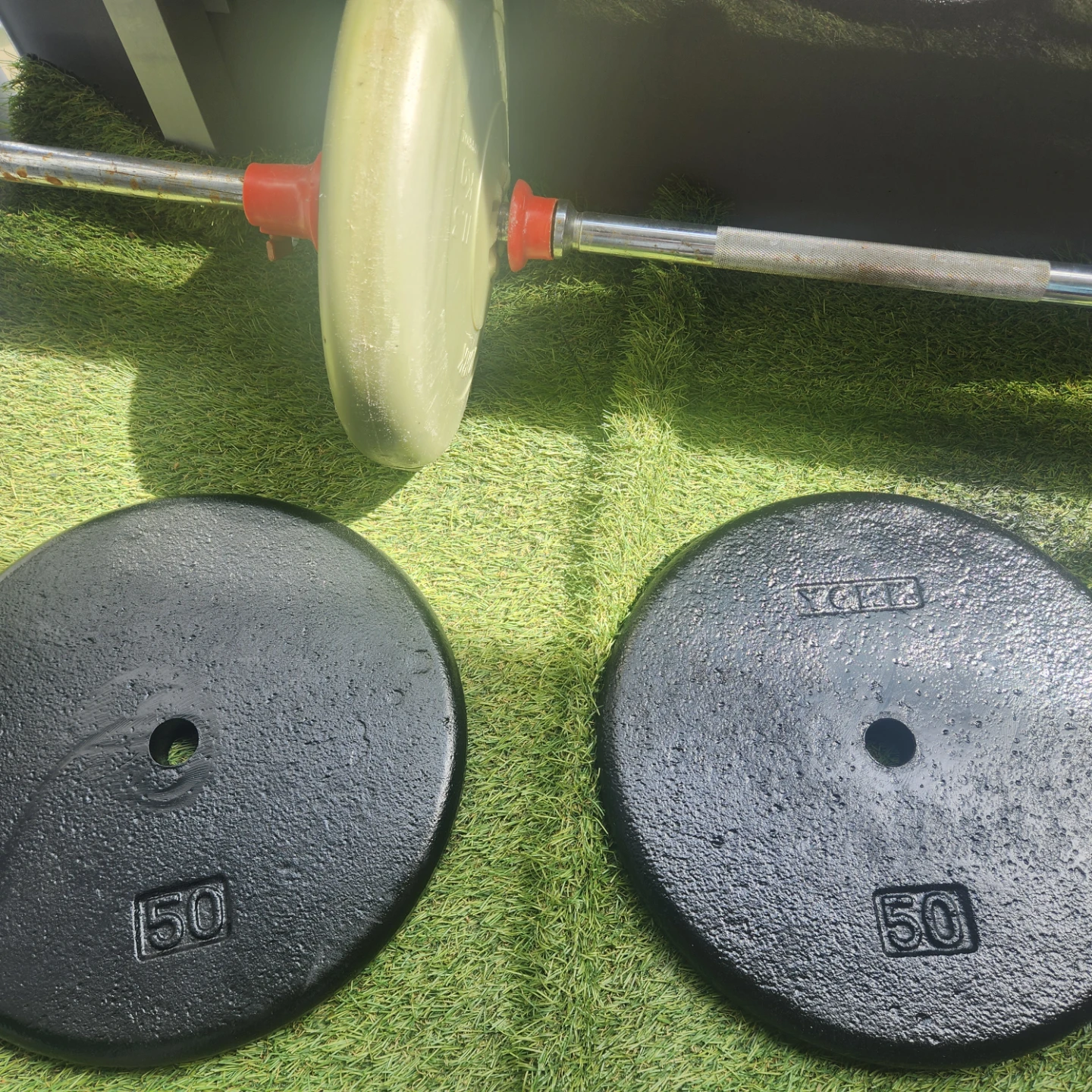 York Barbell Weight Plates and Bar - photo 2