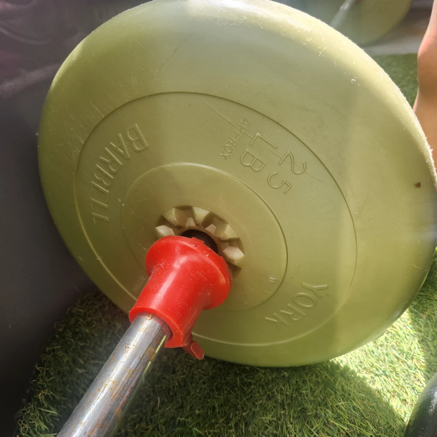 York Barbell Weight Plates and Bar - photo 3