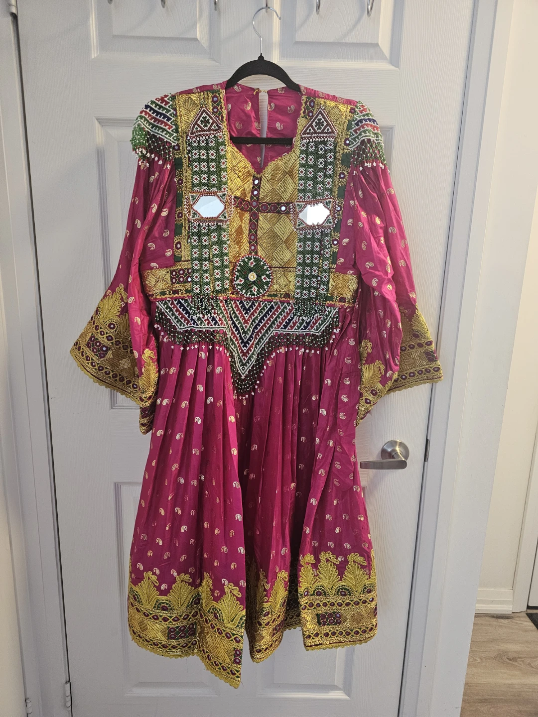 Embroidered Pink Dress with Gold Accents