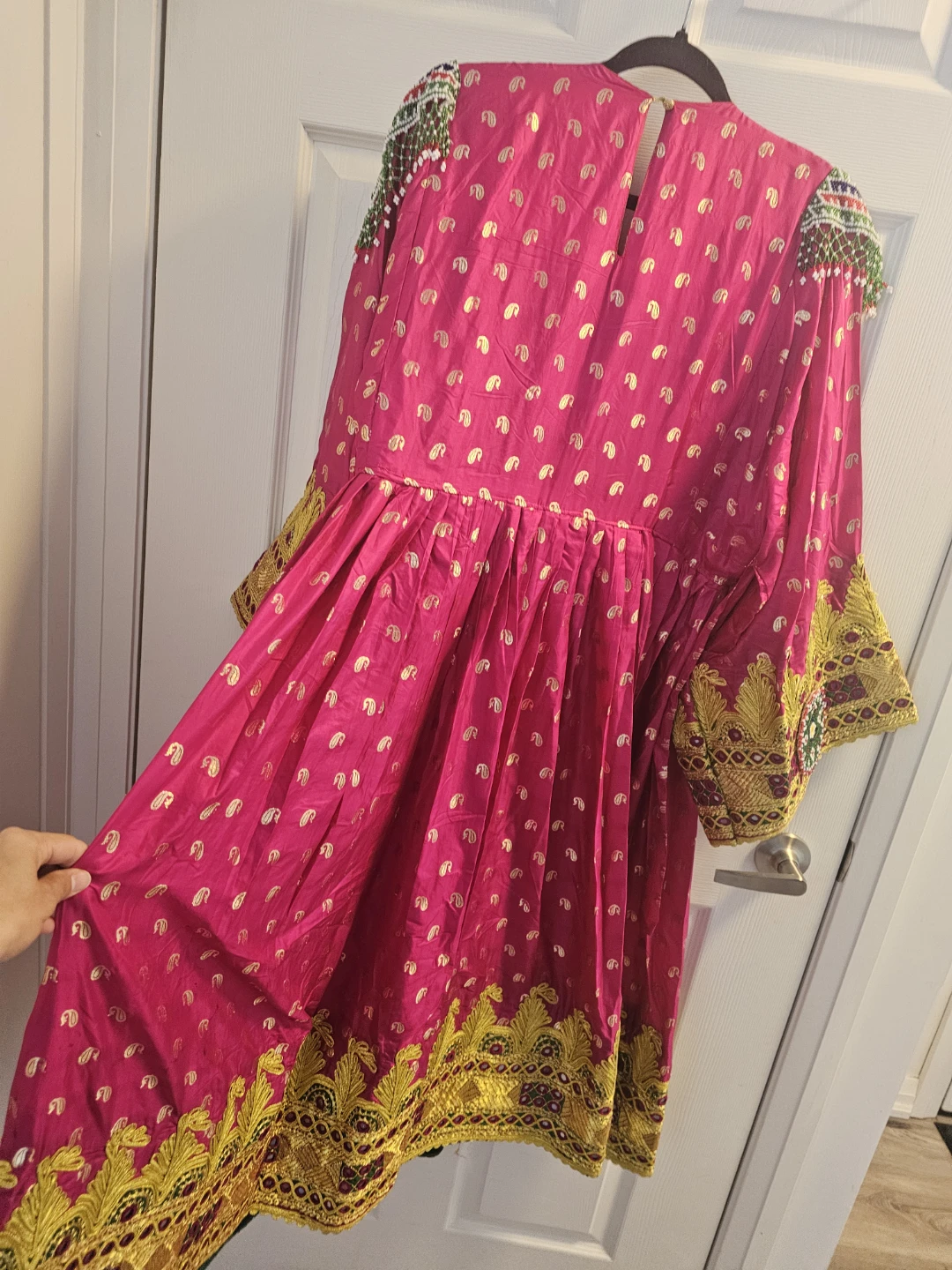 Embroidered Pink Dress with Gold Accents - photo 5