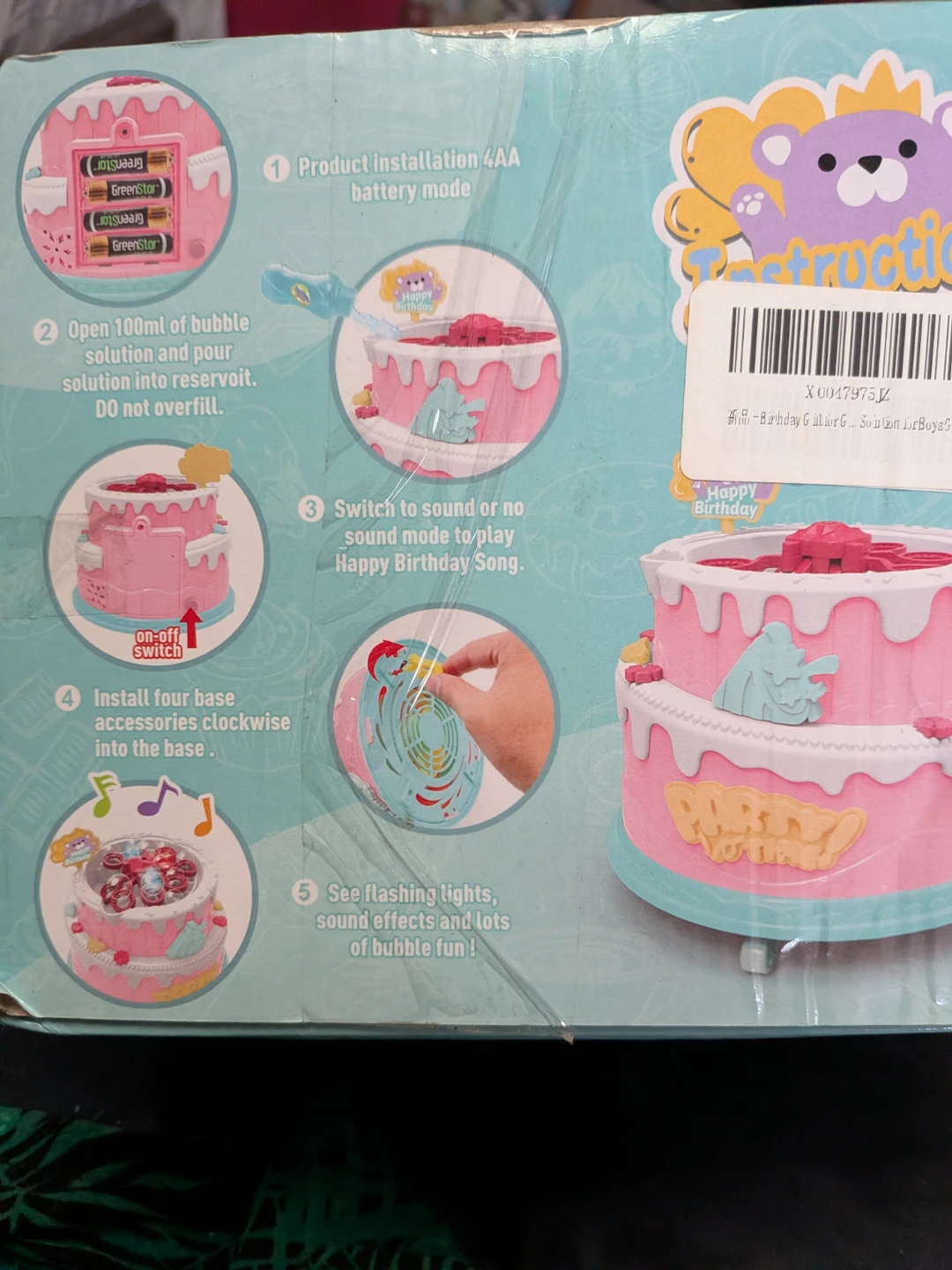 Happy birthday cake with bubbles and music - photo 3