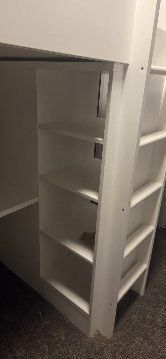White Loft Bed with Desk and Drawers - photo 4