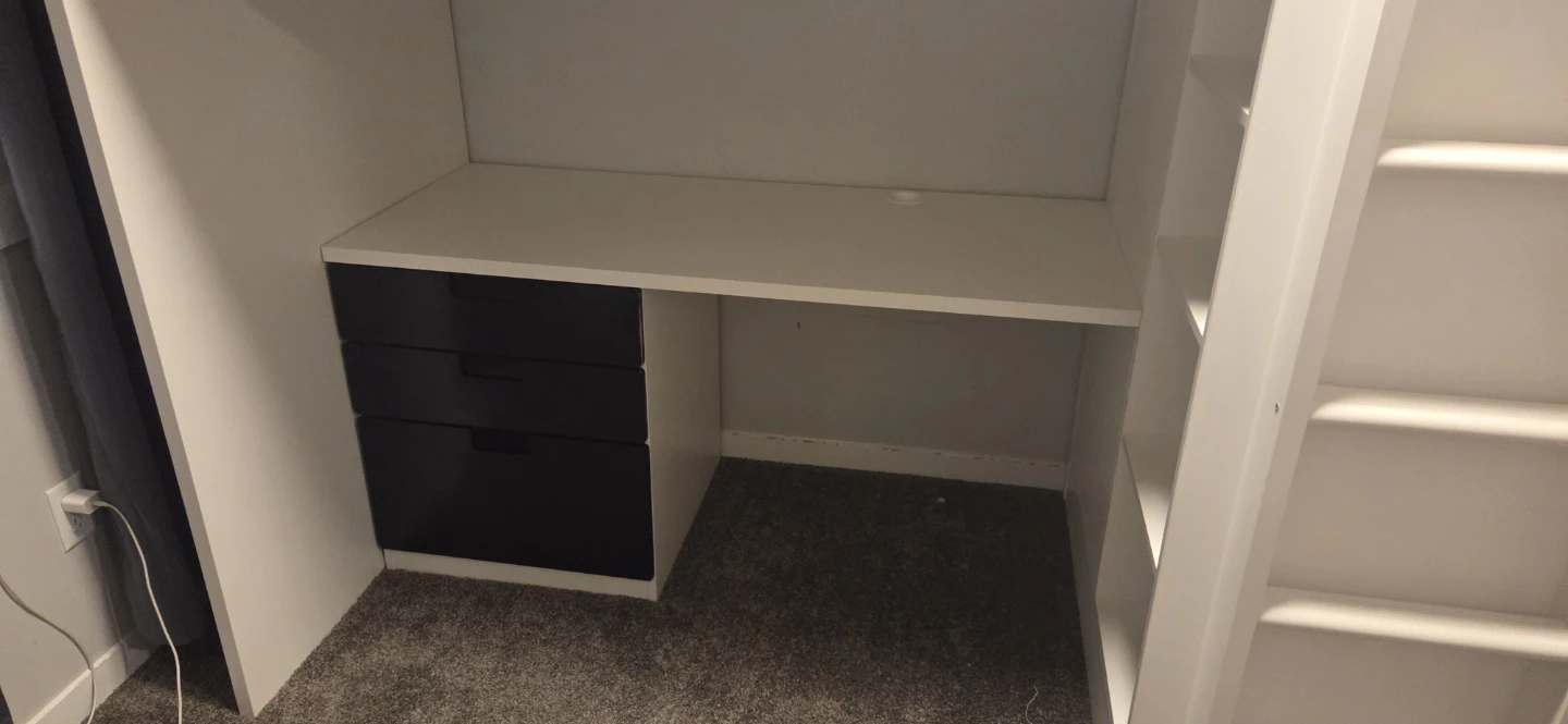 White Loft Bed with Desk and Drawers - photo 5