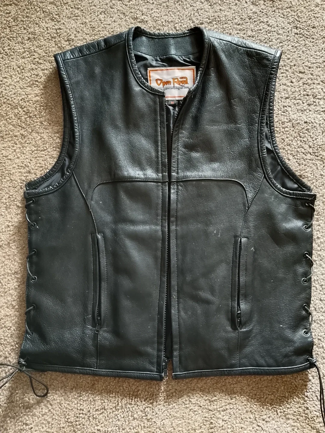 Open Road Leather Motorcycle Vest