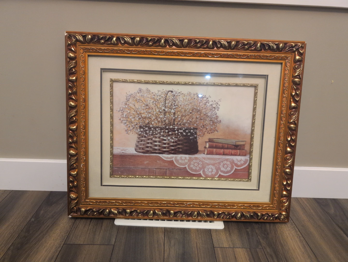 Framed Wall Art - Floral Basket with Books