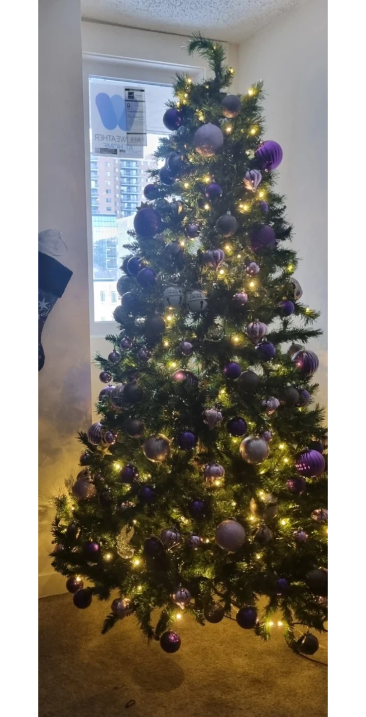 Artificial Christmas Tree with Purple and Silver Ornaments - photo 2