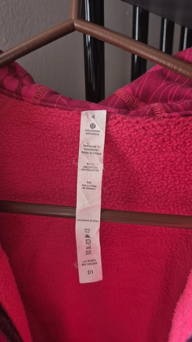 Lululemon Athletica Pink Floral Zip-Up Hoodie Size 4 - photo 2