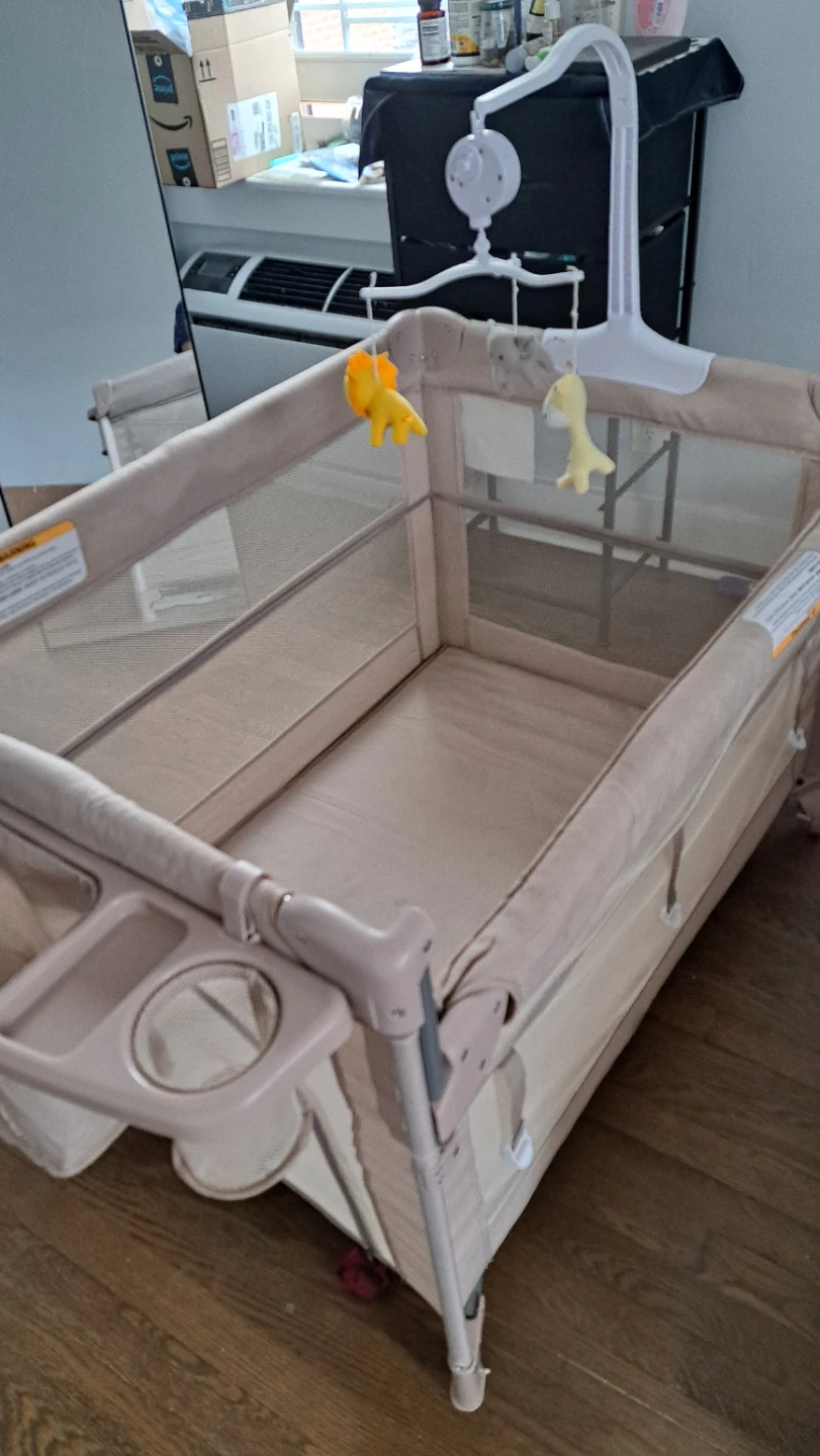 Portable, foldable baby bassinet plus playpen