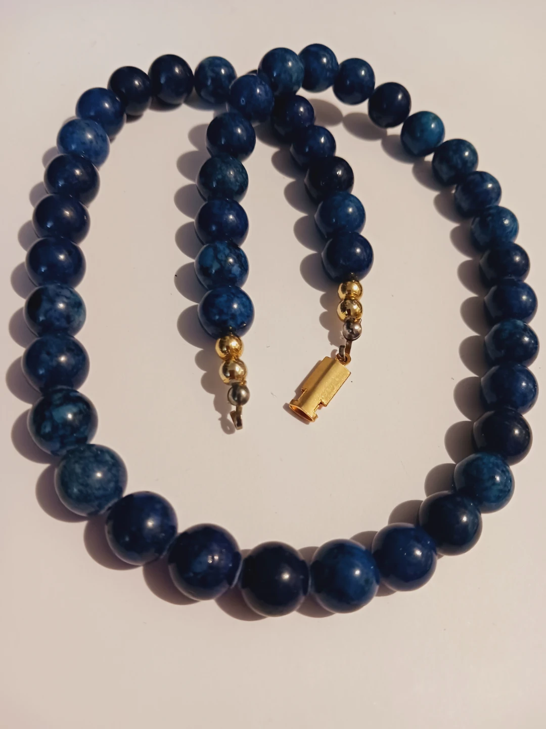 Lapis Lazul Beaded Necklace with Gold Tone  Clasp - photo 2