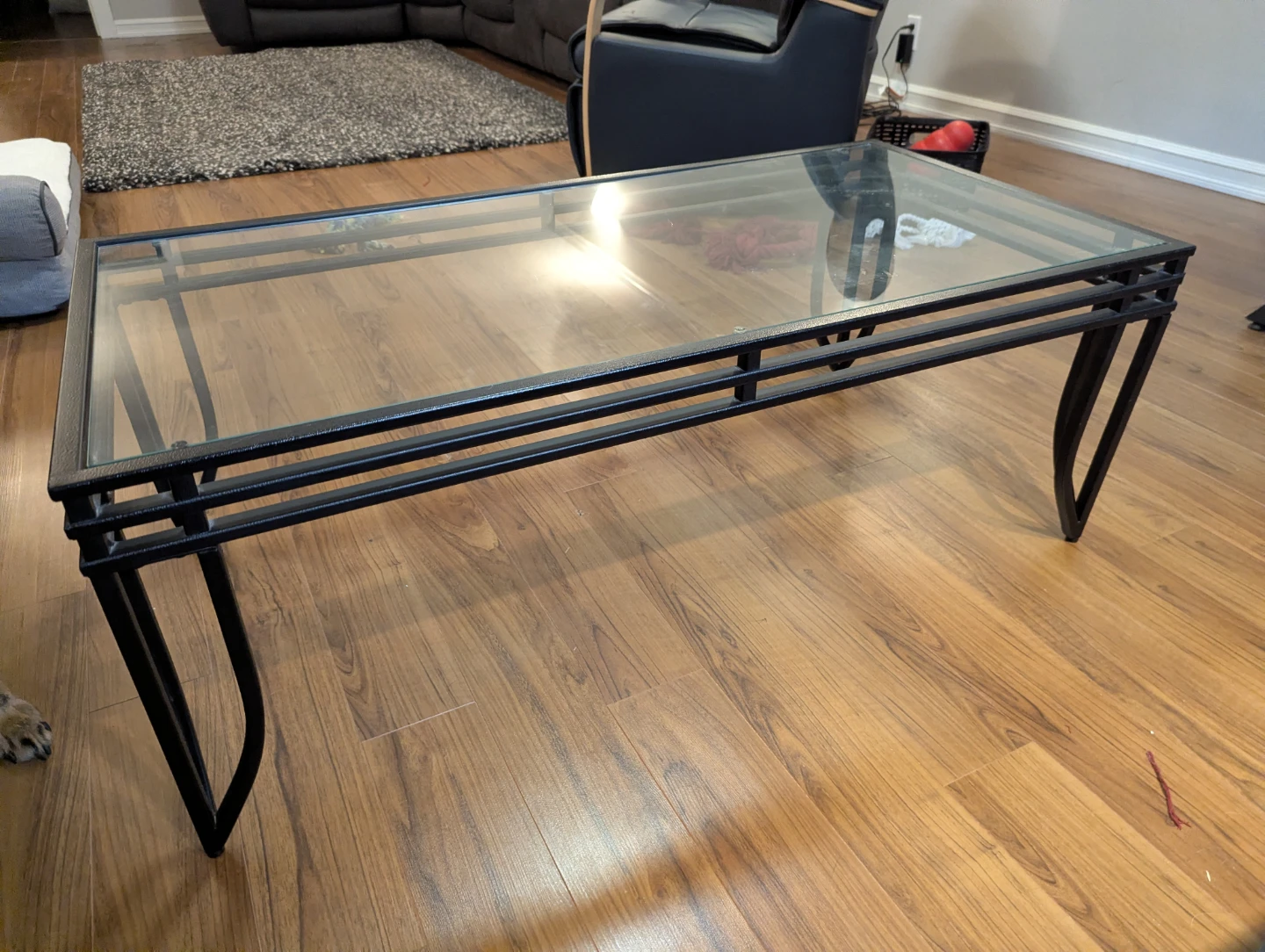 Glass Top Coffee Table with Metal Frame