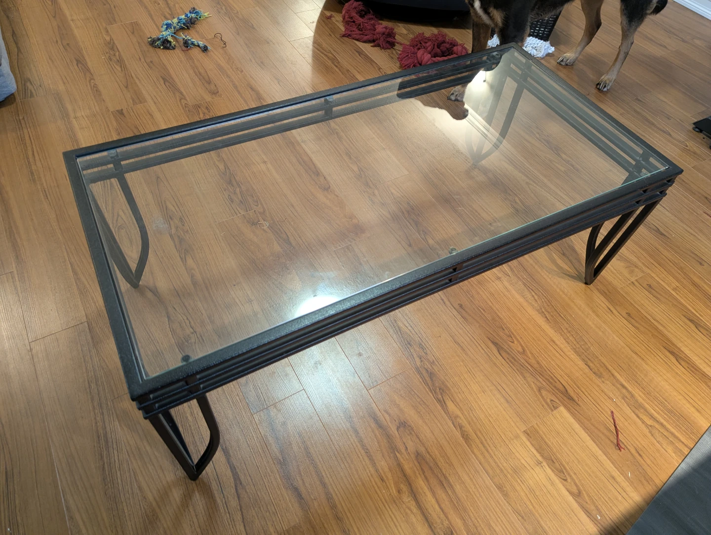 Glass Top Coffee Table with Metal Frame - photo 2