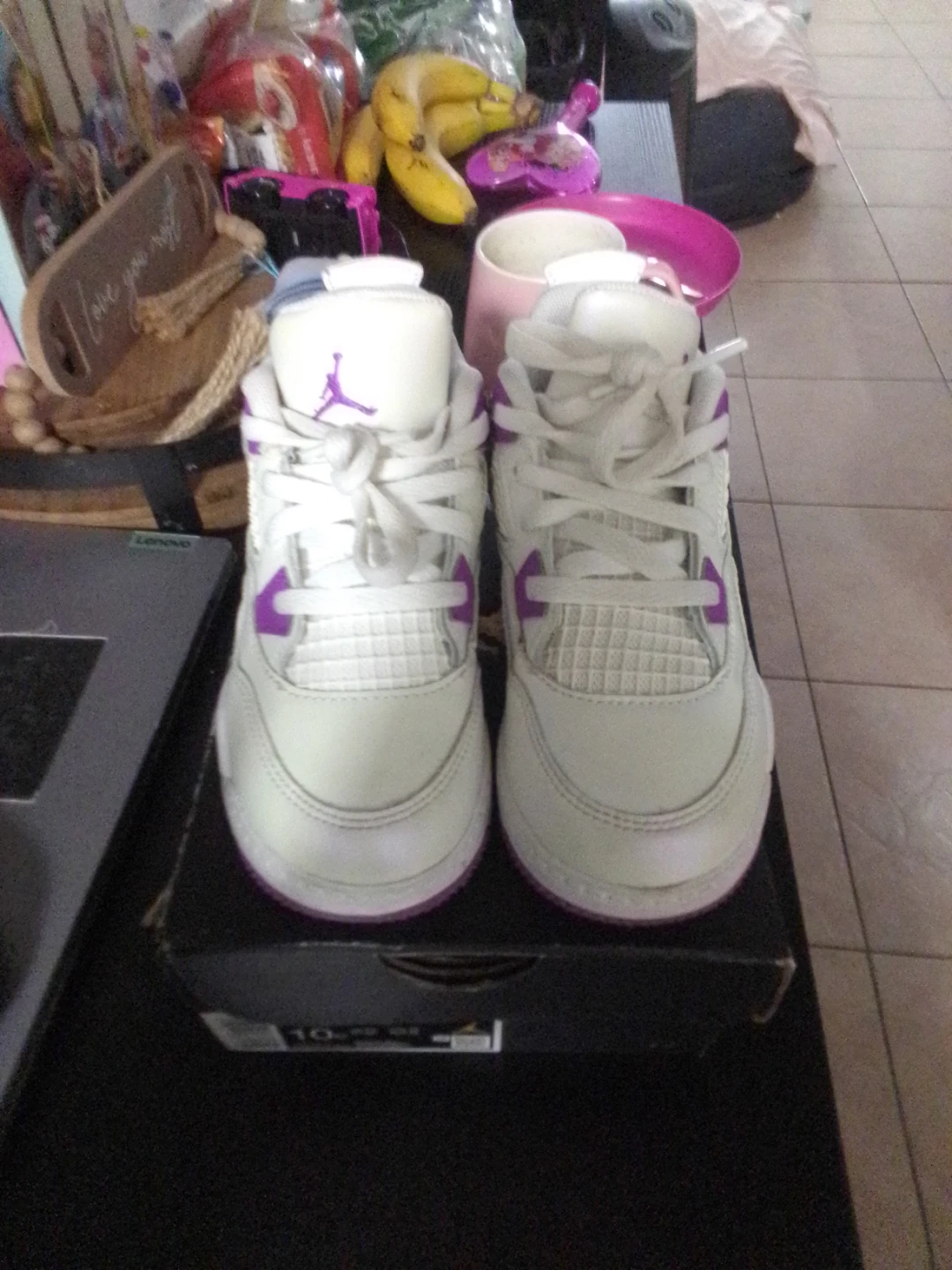 Air Jordan 4 Retro TD (Toddler) White/Purple Size 10C - photo 2