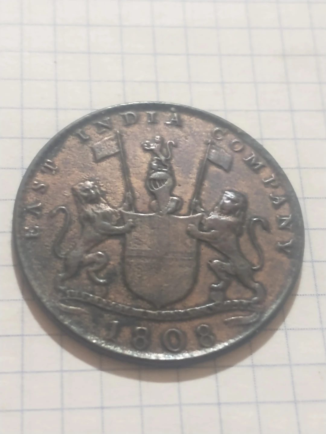 Beautiful 1809 Admiral Gardner shipwreck 10 cash coin dated 1808 - photo 2
