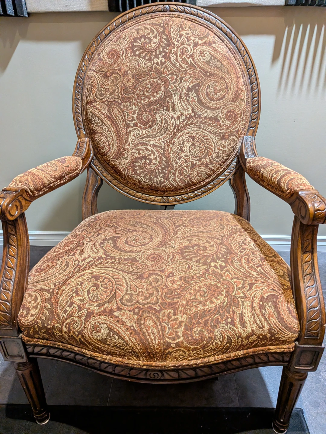 Ornate Armchair with Paisley Upholstery