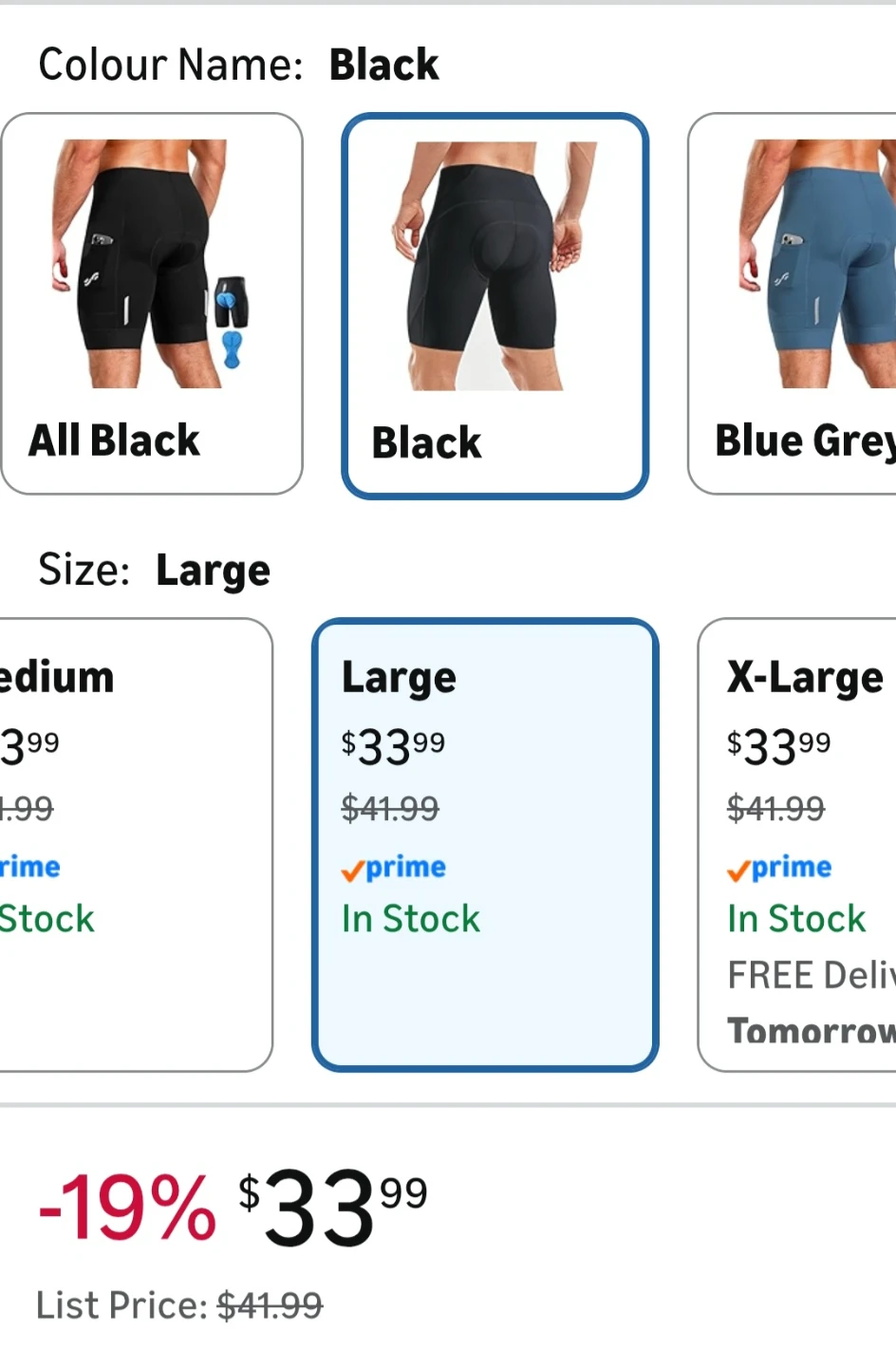 BNWT Men's Cycling Shorts Black Size L - photo 3