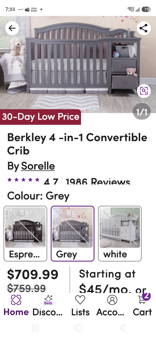 Sorelle Berkley 4-in-1 Convertible Crib in Grey - photo 5