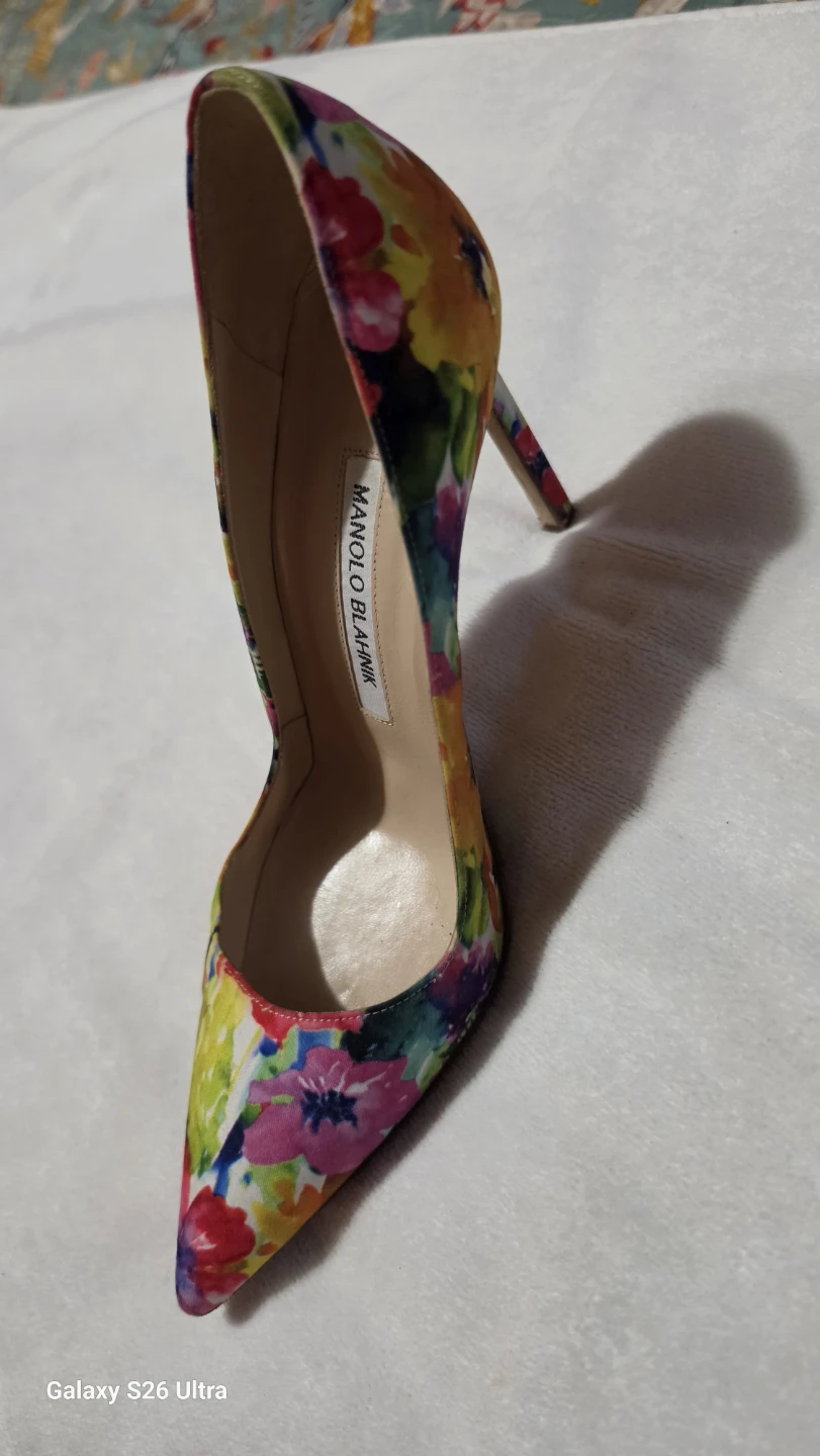 Manolo Blahnik Floral Print Stiletto Heels