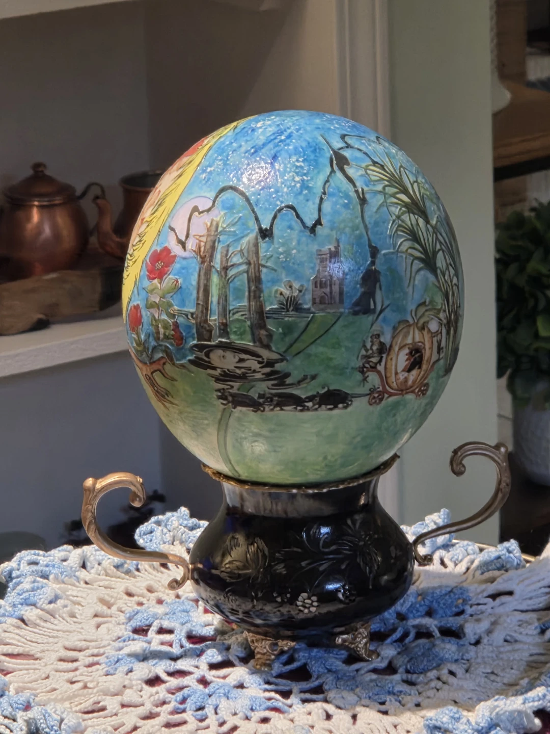 Handcrafted Large Ostrich Egg & Stand - photo 2
