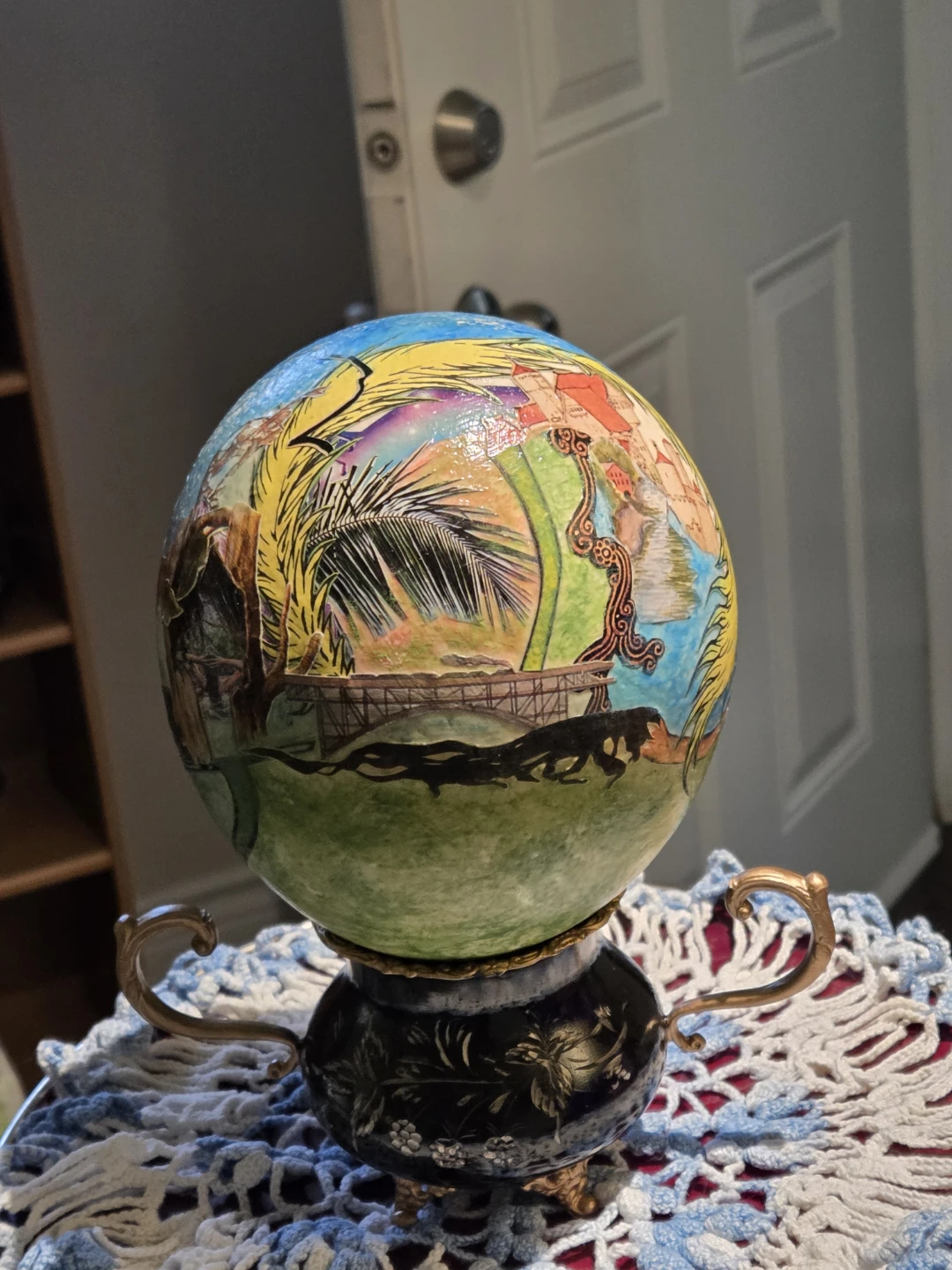 Handcrafted Large Ostrich Egg & Stand - photo 3