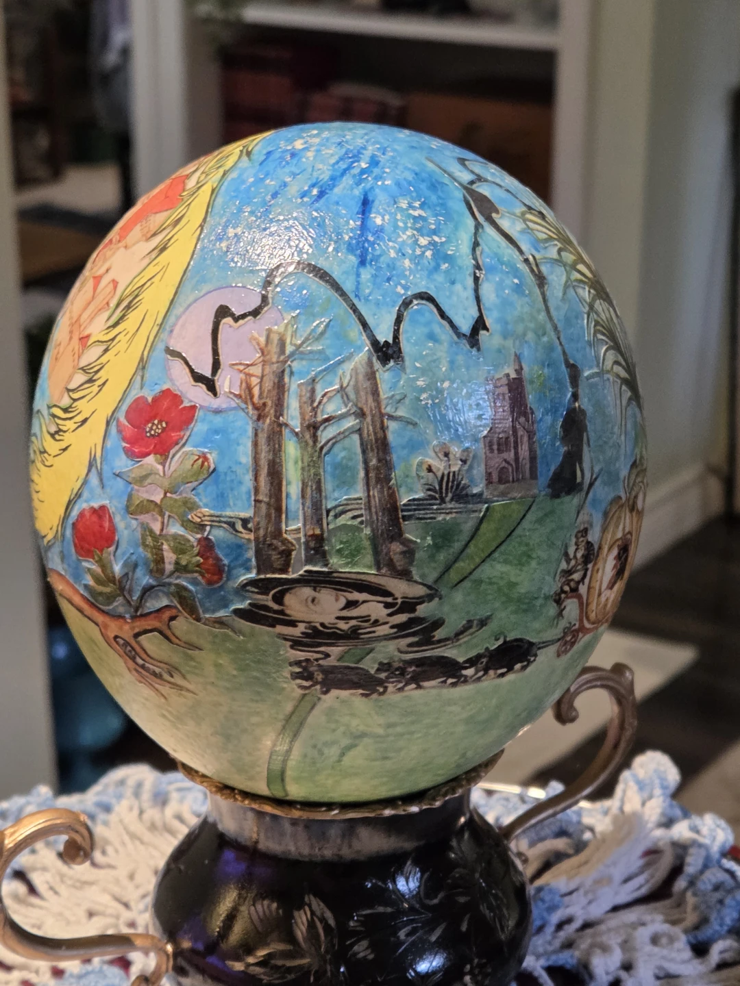 Handcrafted Large Ostrich Egg & Stand - photo 4