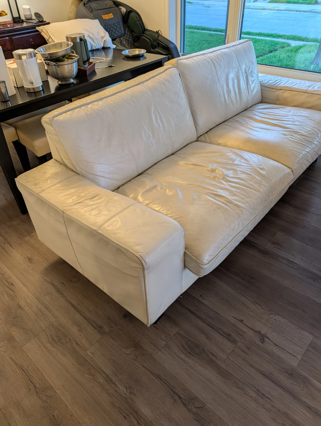 White Leather Sofa 300 obo - photo 3