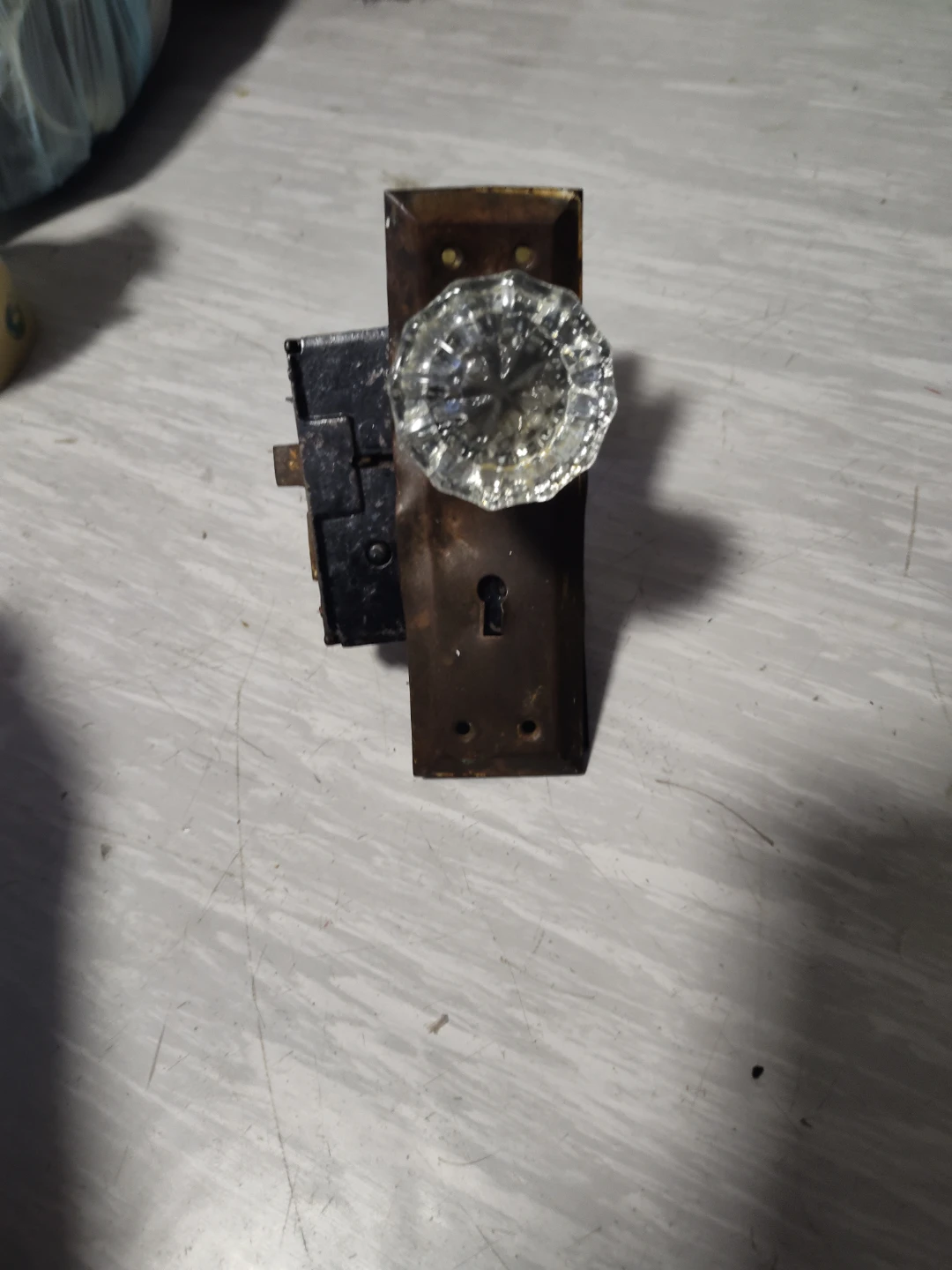 Antique Glass Door Knob Set with Lock Mechanism