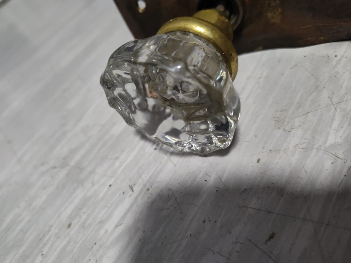 Antique Glass Door Knob Set with Lock Mechanism - photo 3