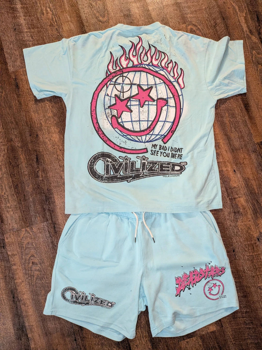 Civilized Men's Light Blue T-Shirt & Shorts Set