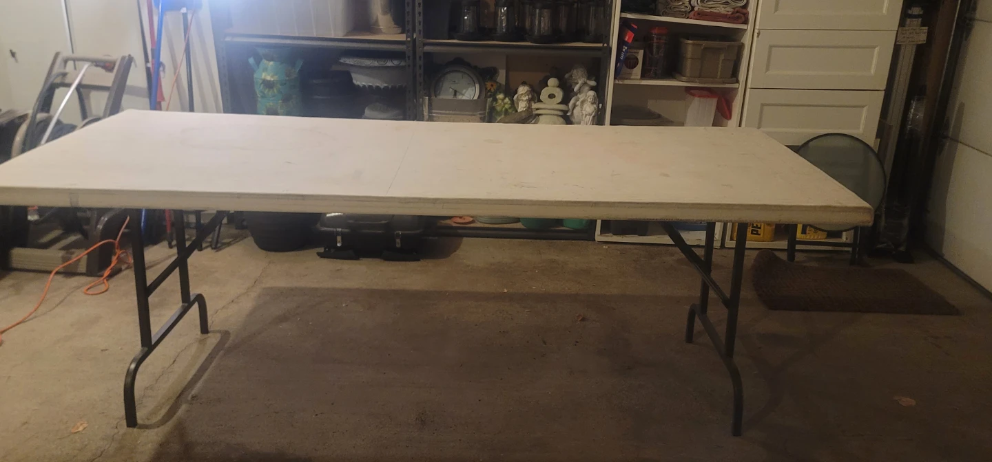 7’ Folding Wood Rectangular Table with metal folding legs