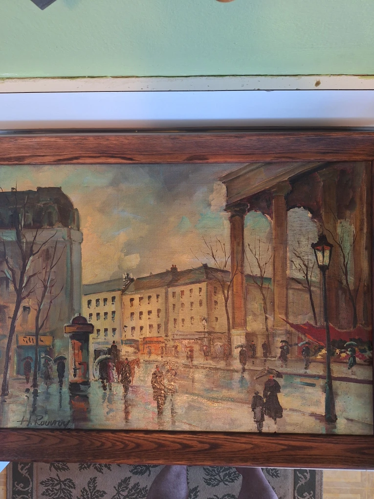Framed Oil Painting "Street Scene" by H. Rouvey - photo 2