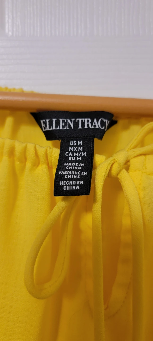 Ellen Tracy Women's Yellow Tie-Neck Blouse Size M - photo 5