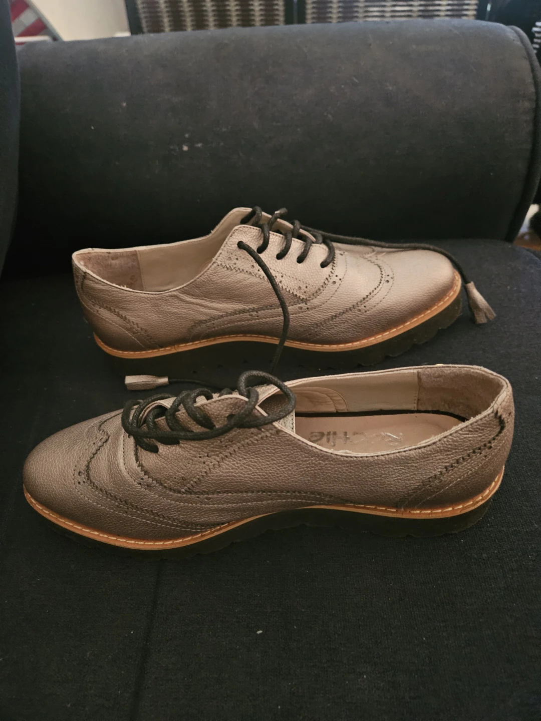 Rochii Women's Lace-Up Oxfords - Metallic Taupe - photo 2