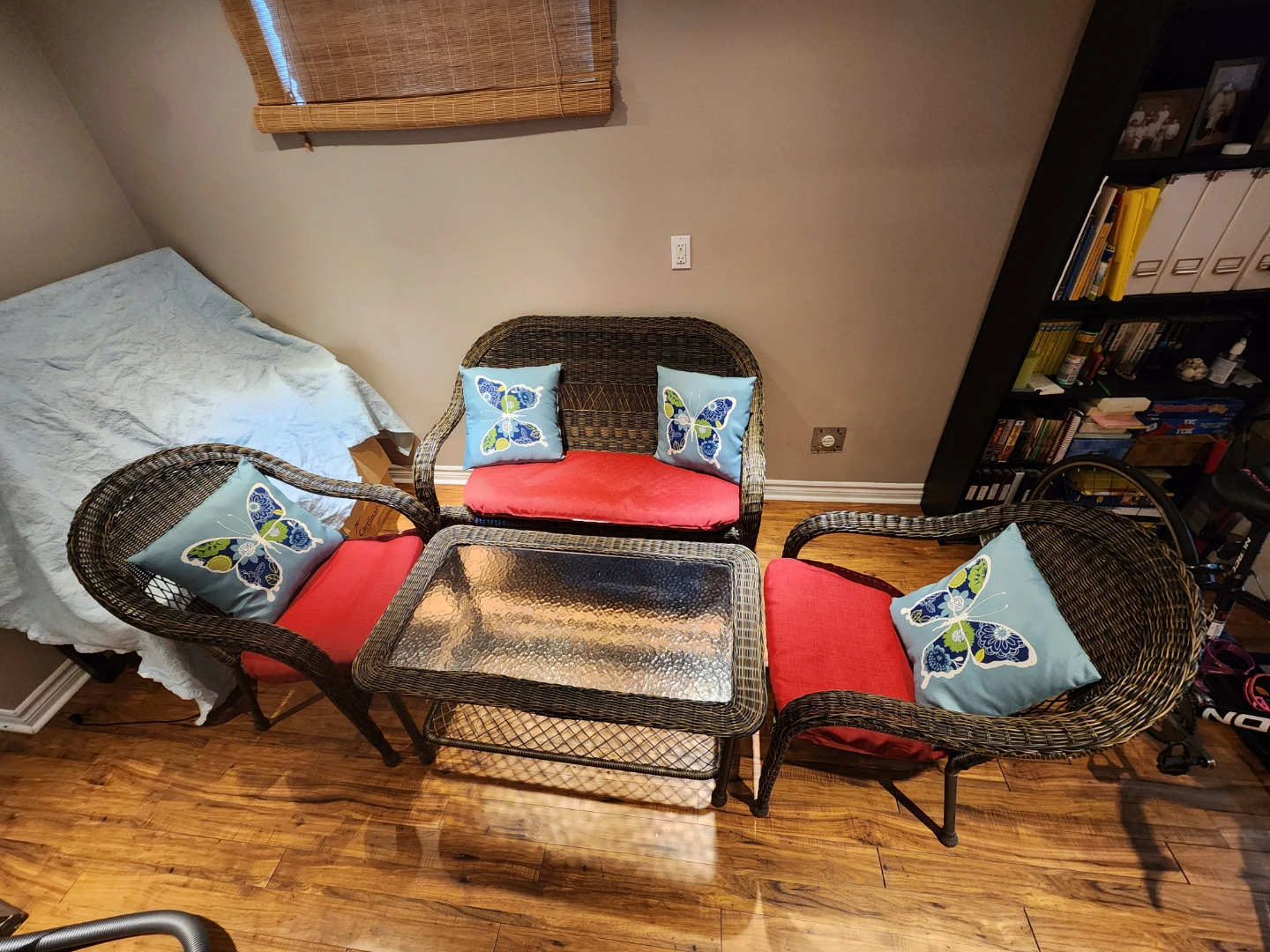 Wicker Patio Set with Cushions and Table