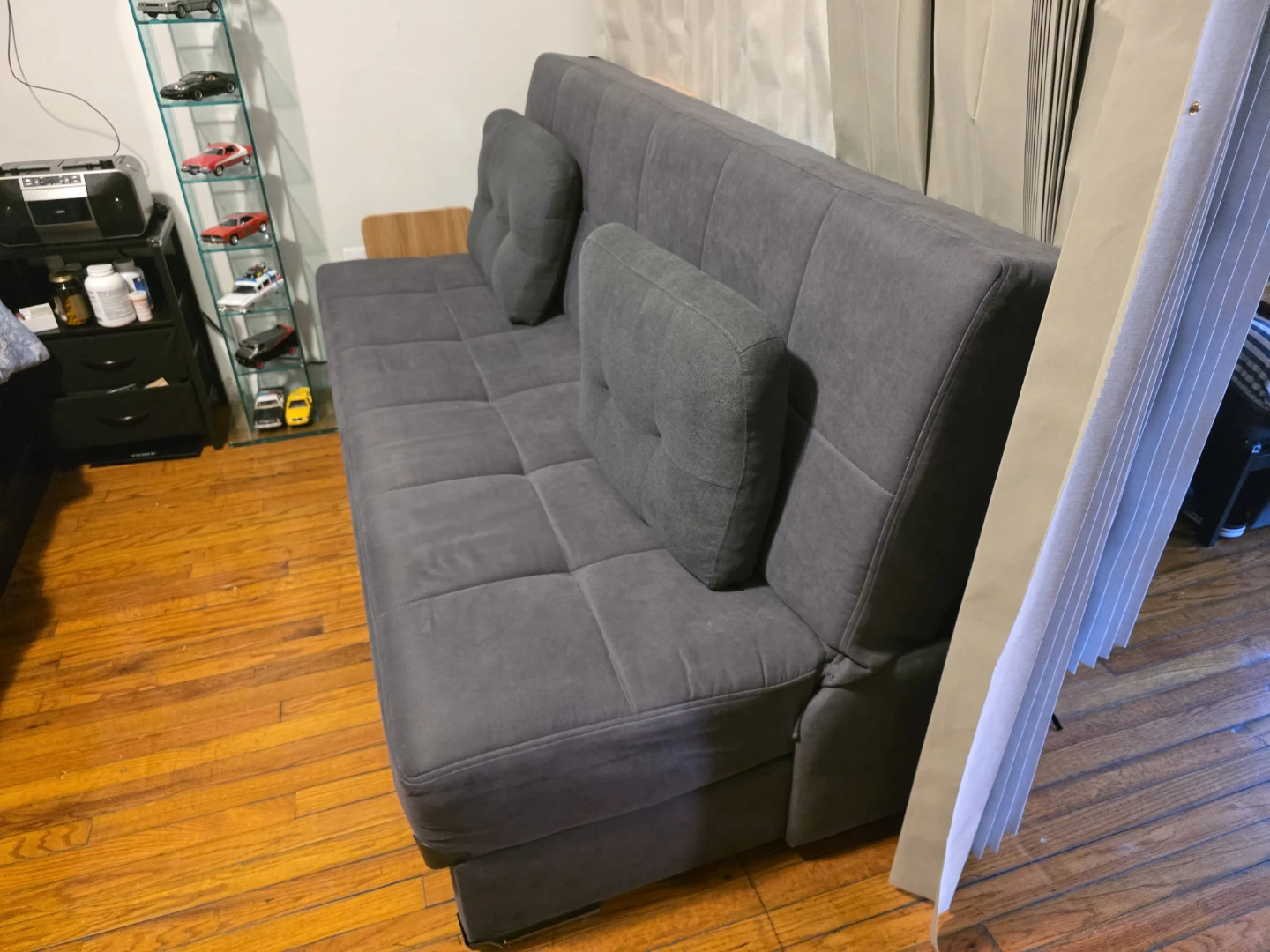 Gray Futon Sofa Bed with 2 Pillows - photo 2
