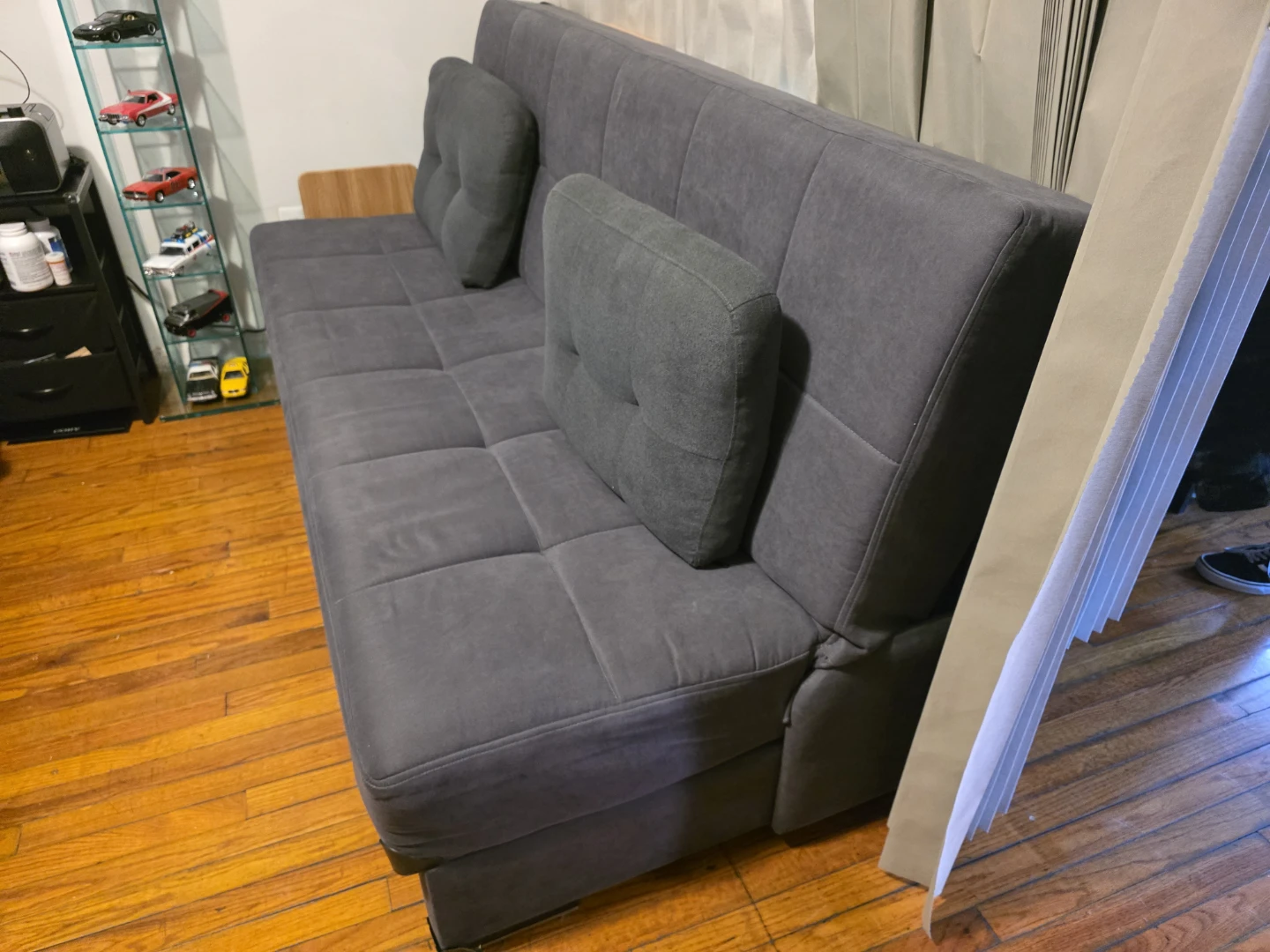 Gray Futon Sofa Bed with 2 Pillows - photo 3