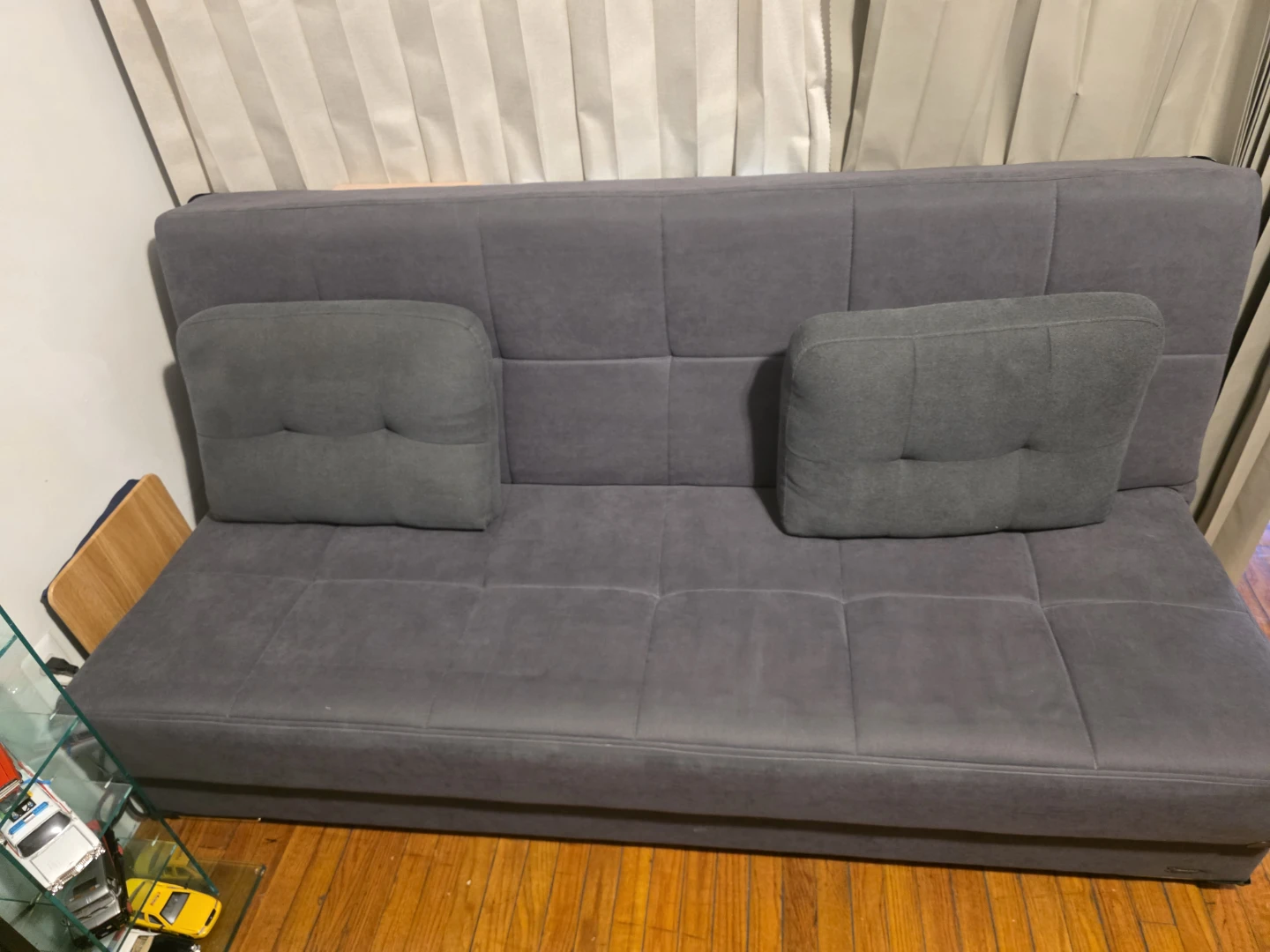 Gray Futon Sofa Bed with 2 Pillows - photo 4