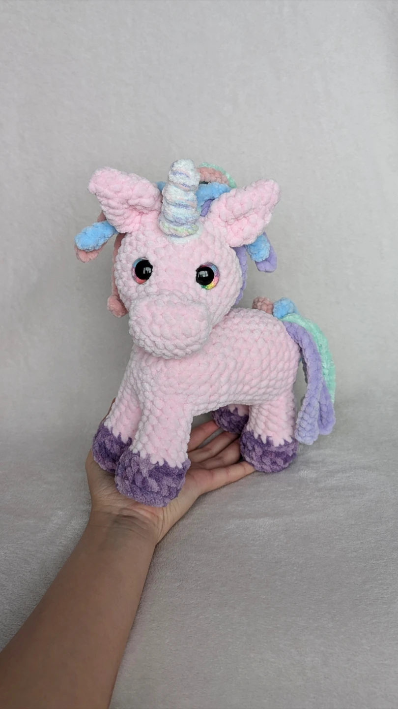 Handmade Pink Crochet Unicorn Plushie