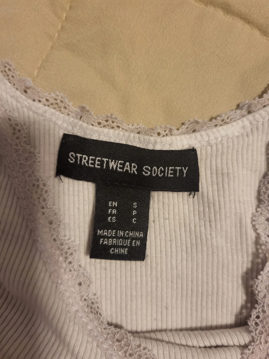 Streetwear Society Ribbed Lace Trim tank tops - black & white - photo 3