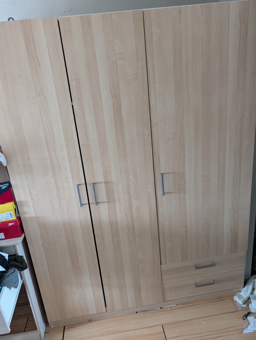 Light Wood 3-Door Wardrobe with Drawers - photo 3