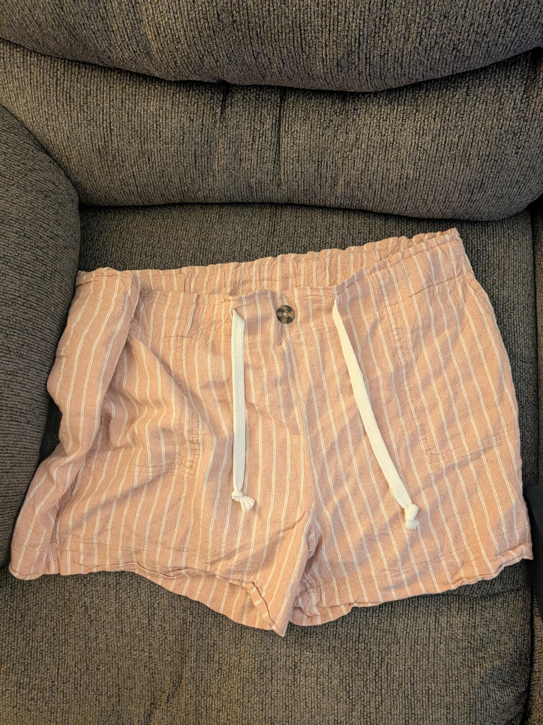a pair of striped drawstring shorts pick up in st Albert
