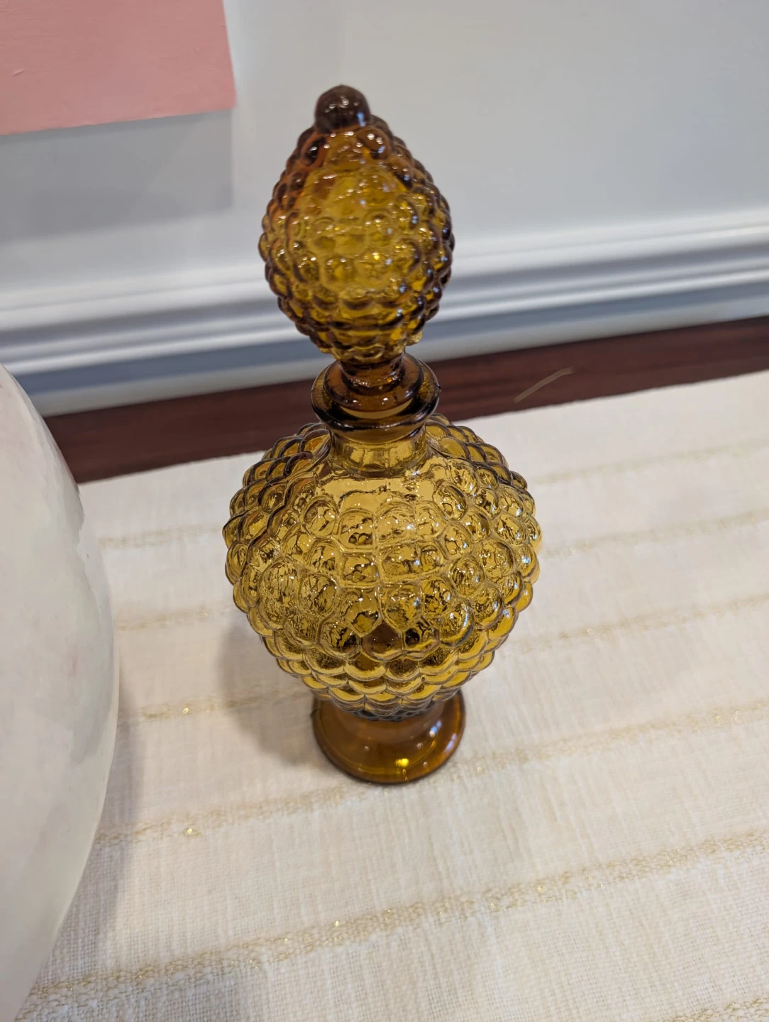Vintage Amber Hobnail Glass Bottle - photo 2