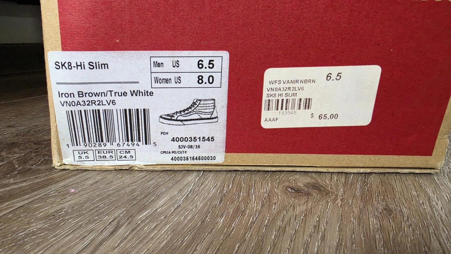 Vans SK8-Hi Slim "Iron Brown"  Men's 6.5 / Women's 8 - photo 5