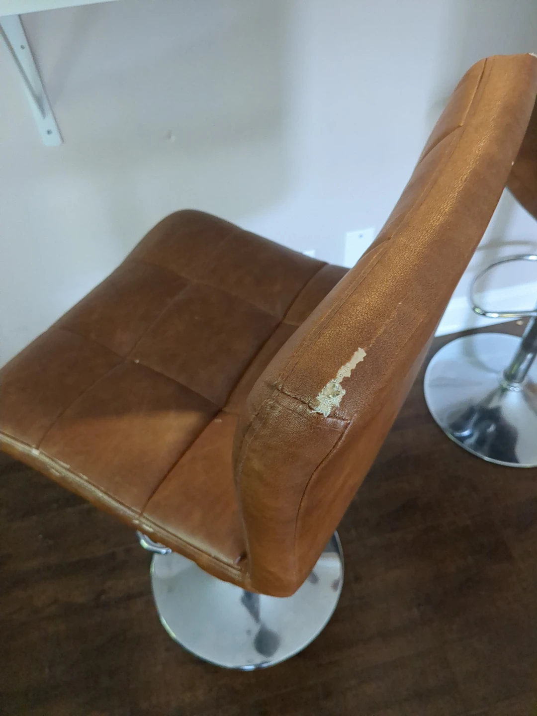Brown Faux Leather Adjustable Bar Stools (Set of 2) - photo 4