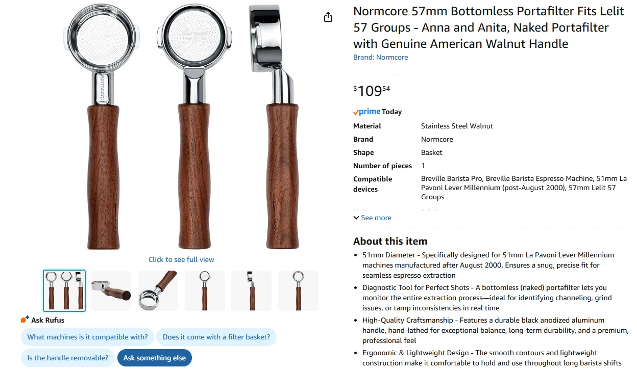 Normcore 57mm Bottomless Portafilter for Espresso Machines - photo 2