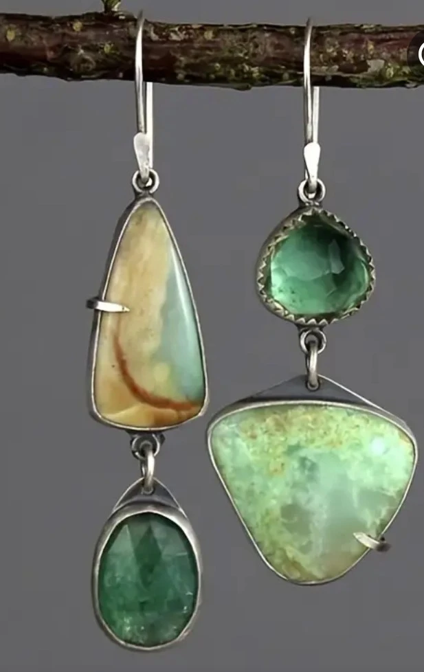 Boho Asymmetrical Stone Drop Earrings