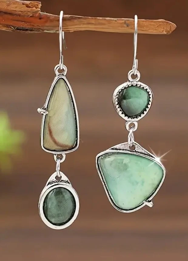 Boho Asymmetrical Stone Drop Earrings - photo 2