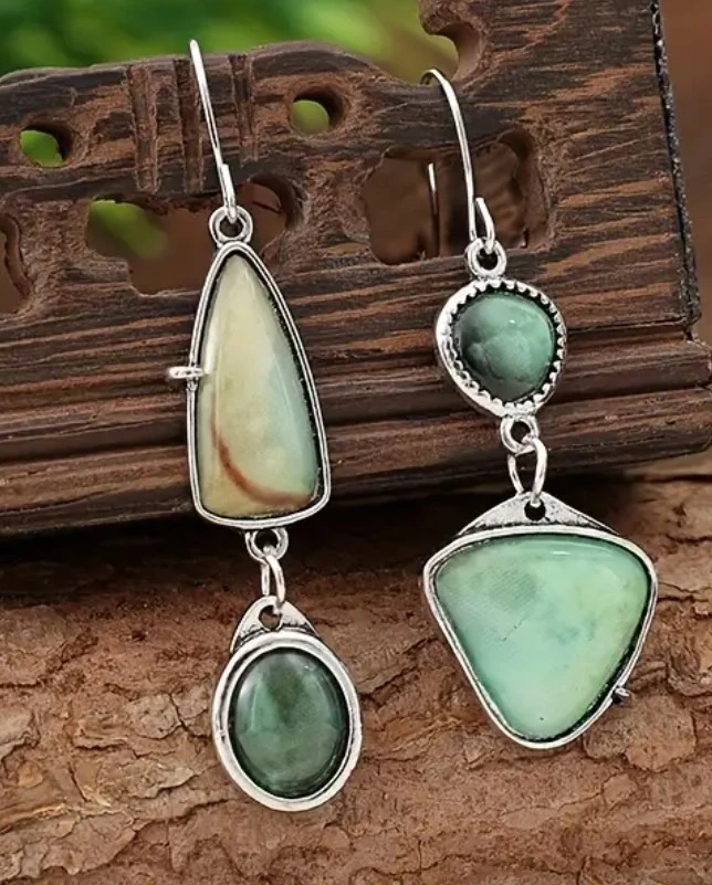 Boho Asymmetrical Stone Drop Earrings - photo 3