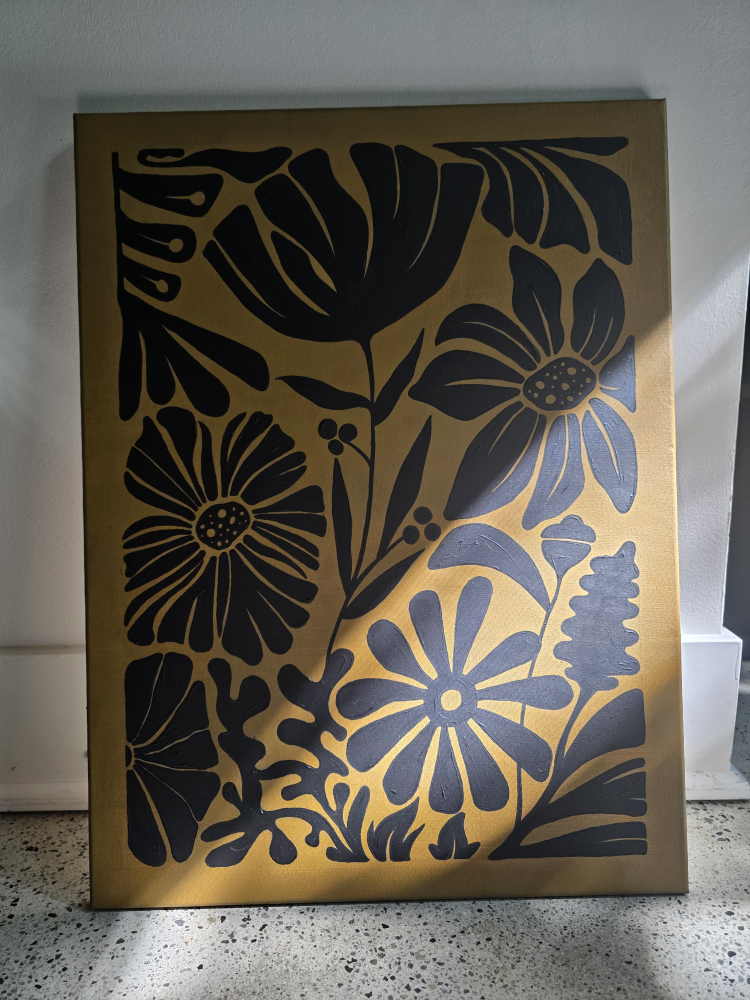 Canvas Wall Art - Floral Silhouette Design