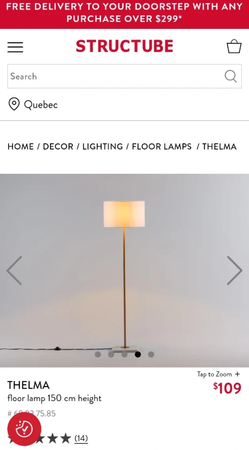 Structube THELMA Floor Lamp - Gold/Marble